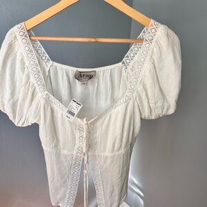 Atap White Lace Detail Women's Blouse